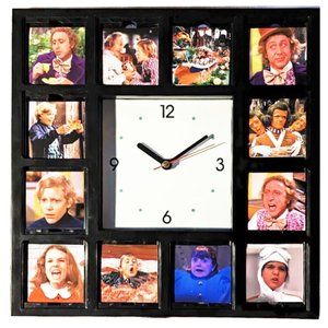 Willy Wonka and the Chocolate Factory Clock with 12 pictures